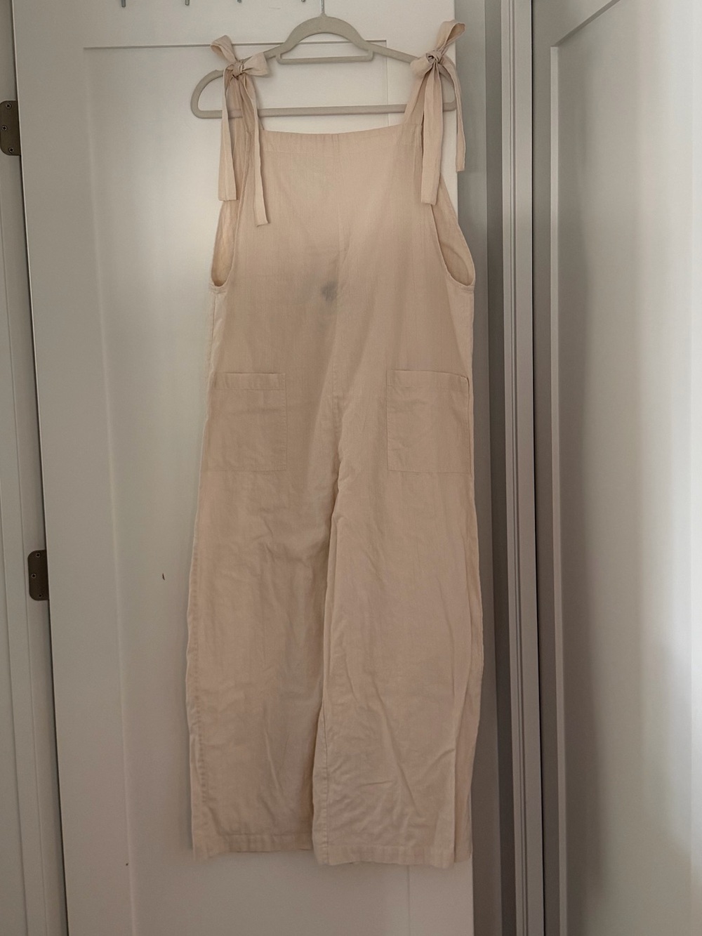 Hatch Cream Jumpsuit with Tie Shoulders